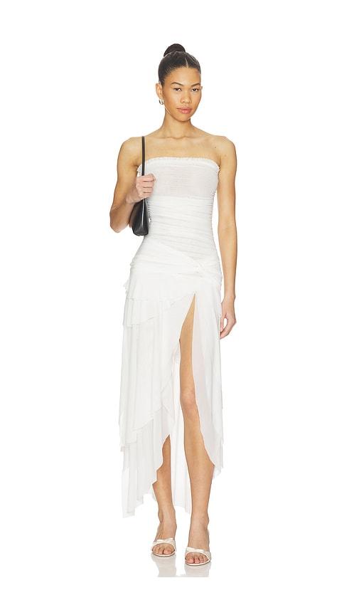 guizio lyla twist dress in white.