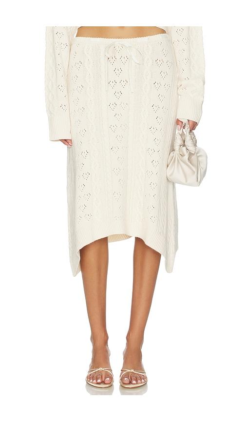 guizio noah cable skirt in white.