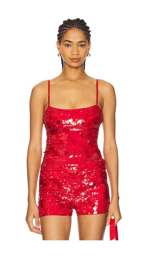 guizio paillette cami in red.