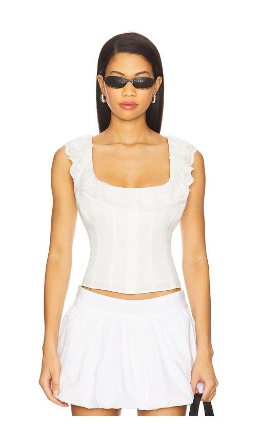 guizio paloma lace top in white.