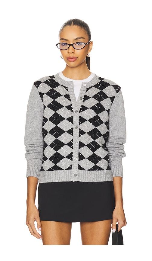 guizio relaxed argyle cardigan in grey.