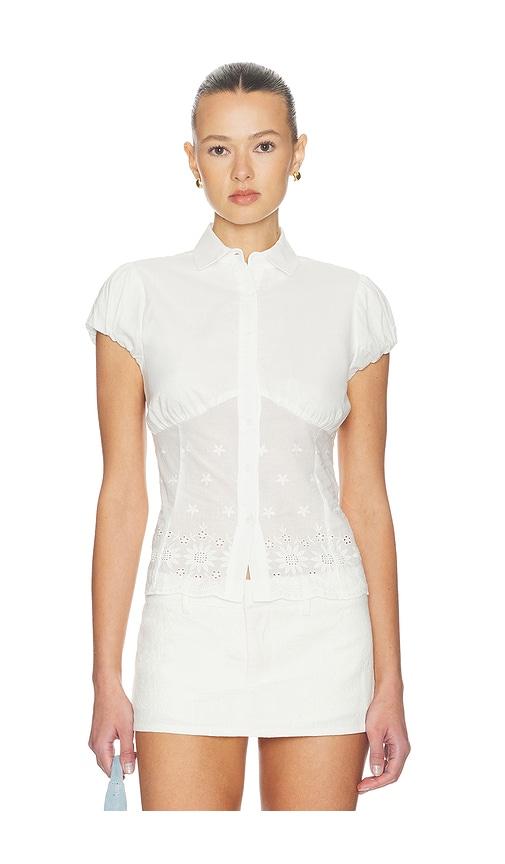 guizio rinka embroidered blouse in white.