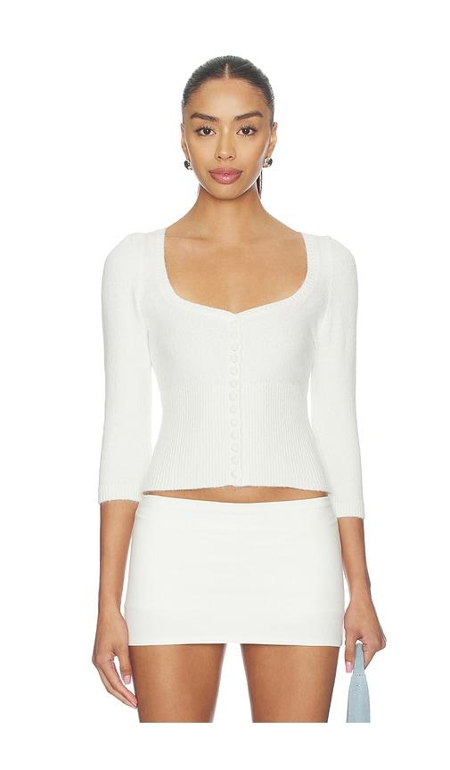 guizio rocie sweetheart cardigan in ivory.