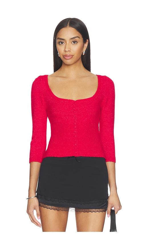 guizio rocie sweetheart cardigan in red.