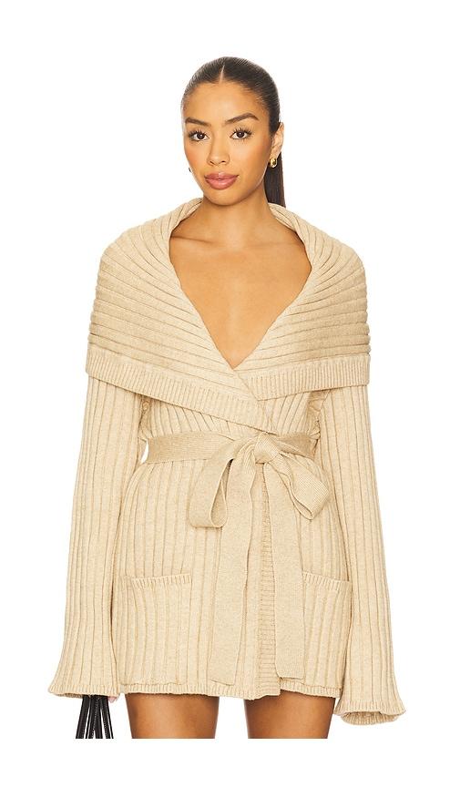 guizio x revolve tullia slouchy cardigan in beige.