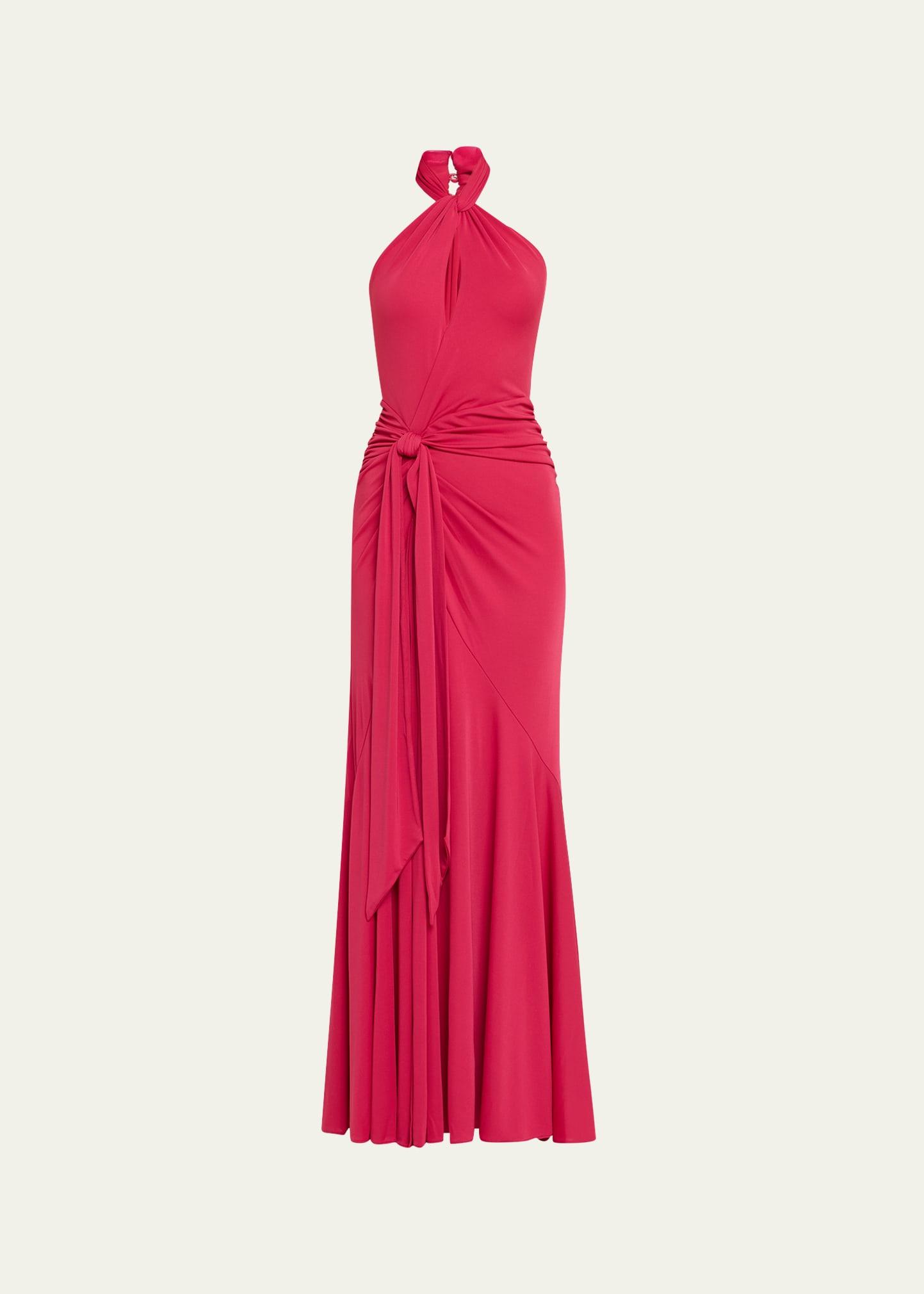 gulliame jersey halter-neck gown