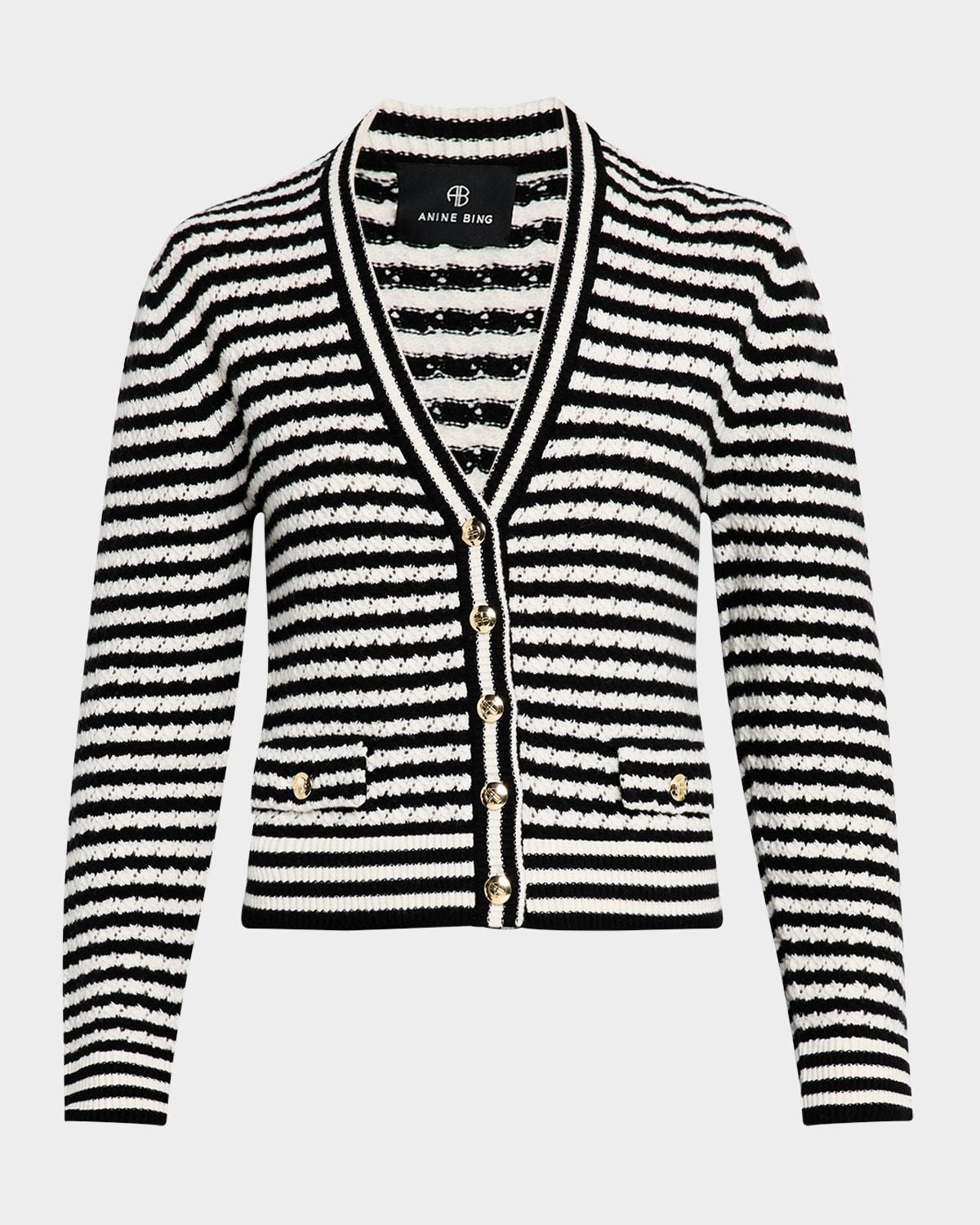 gwen striped wool-cashmere cardigan