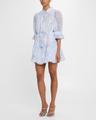 gwendoline floral puff-sleeve ruffled mini dress