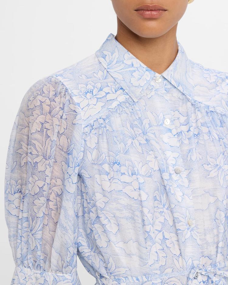 gwendoline floral puff-sleeve ruffled mini dress