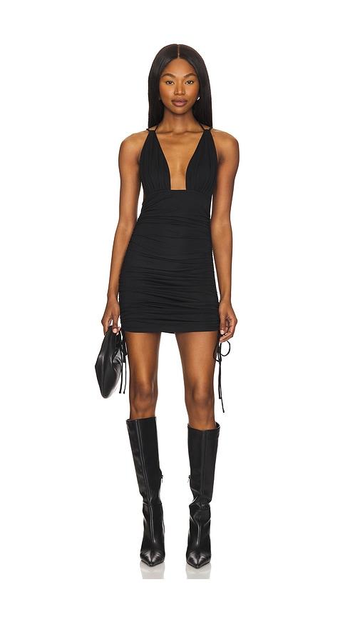 h:ours brooklyn mini dress in black.