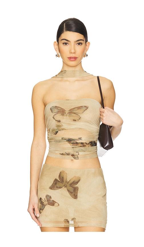 h:ours imogen top in beige,olive.