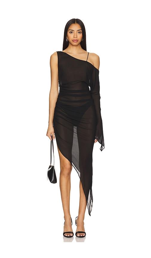 h:ours rei midi dress in black.