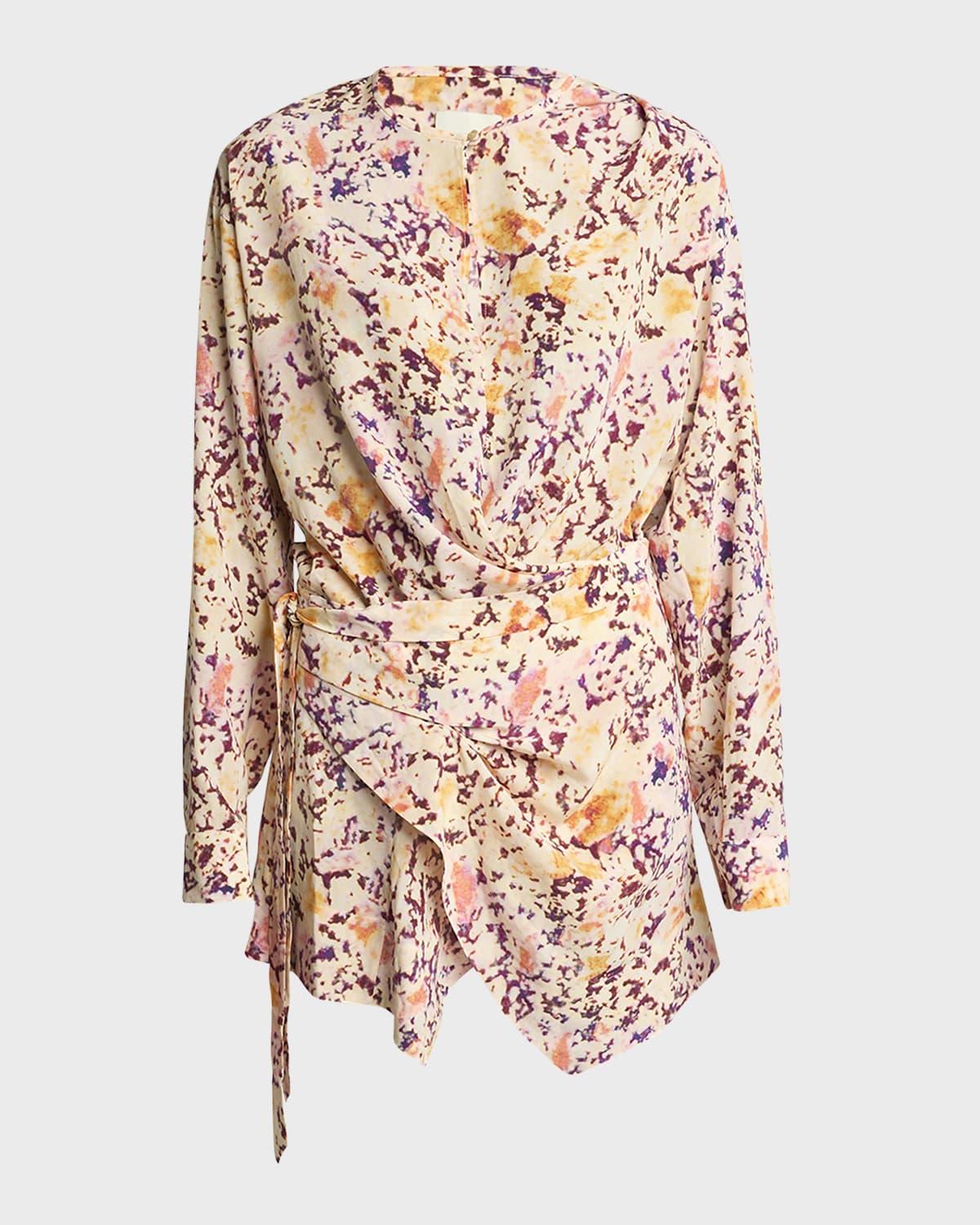 habla floral print silk wrap dress