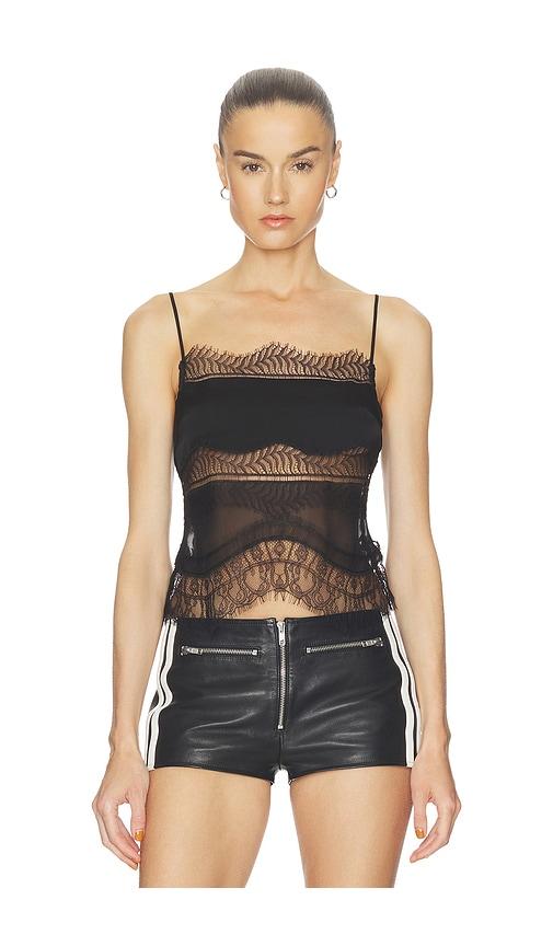 haelo collage cami top in black.