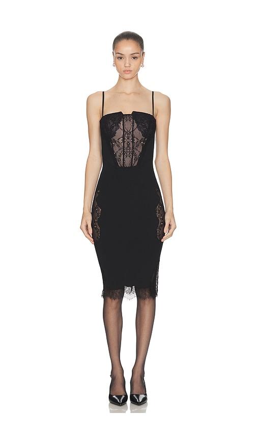 haelo collage corset dress in black.