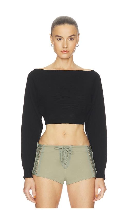 haelo crop sweater in black.