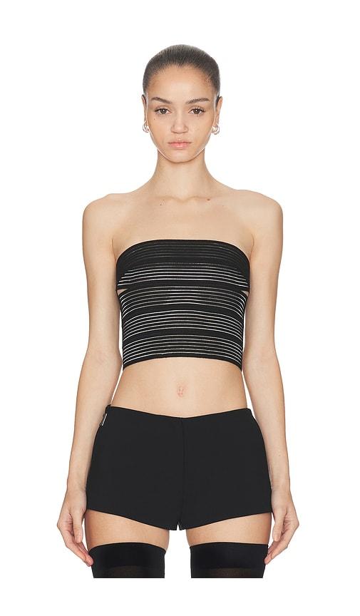 haelo elastic brace corset top in black.
