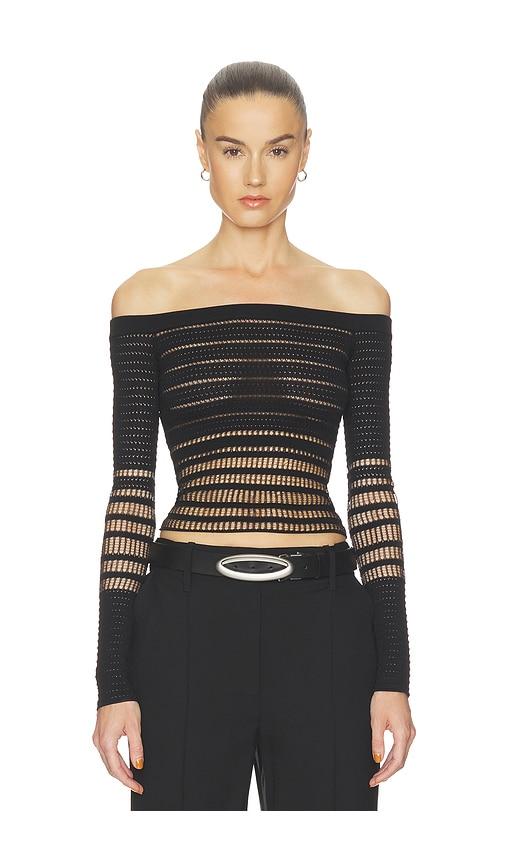 haelo veiled ls top in black.