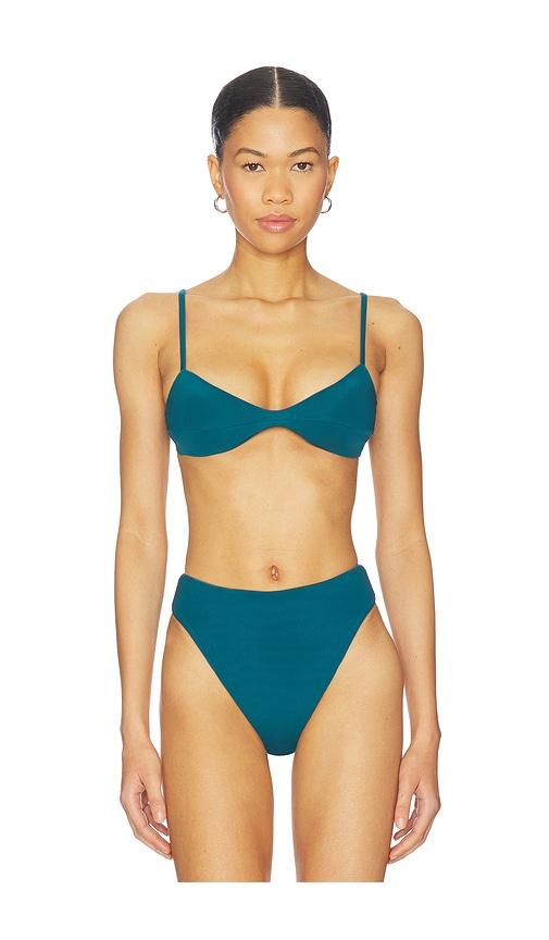 haight. adjustable monica bikini top in teal.