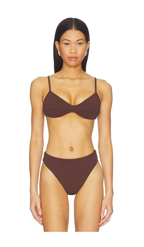 haight. crepe monica top in brown.