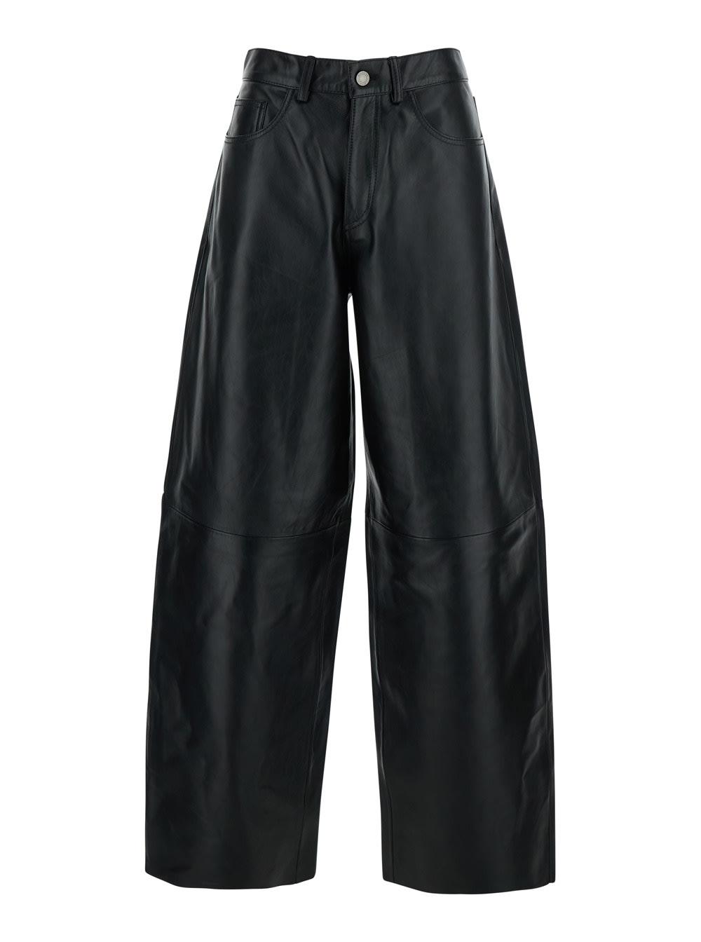 haikure bethany black five-pocket trousers with belt loops in leather woman