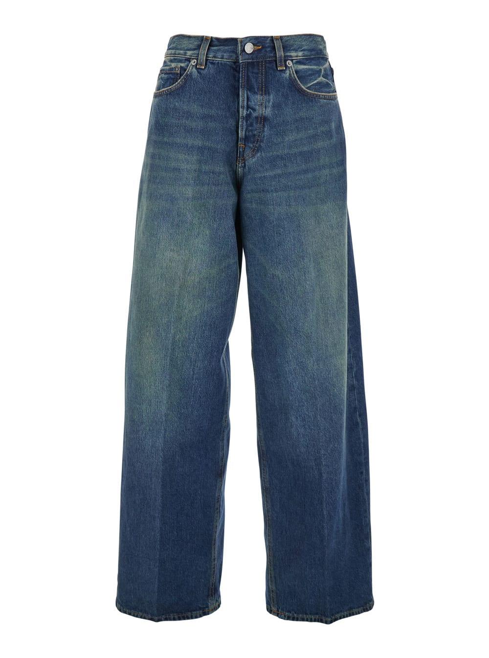 haikure bethany blue jeans with logo patch on the rear in denim woman