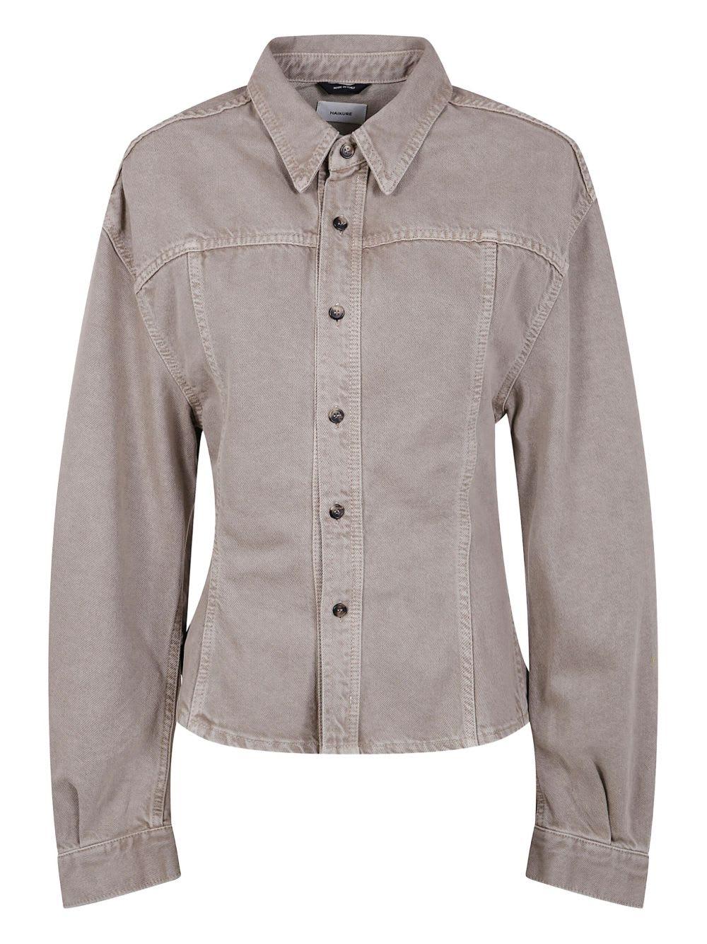 haikure dove gray cotton long-sleeved shirt