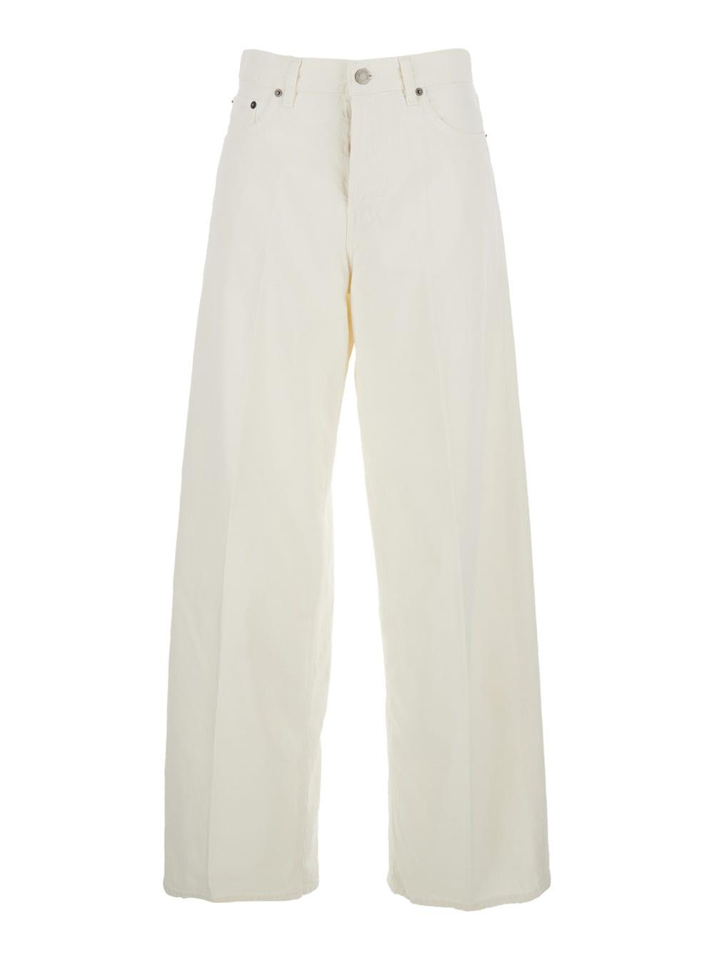 haikure white jeans with belt loops and logo patch on the back in womens denim