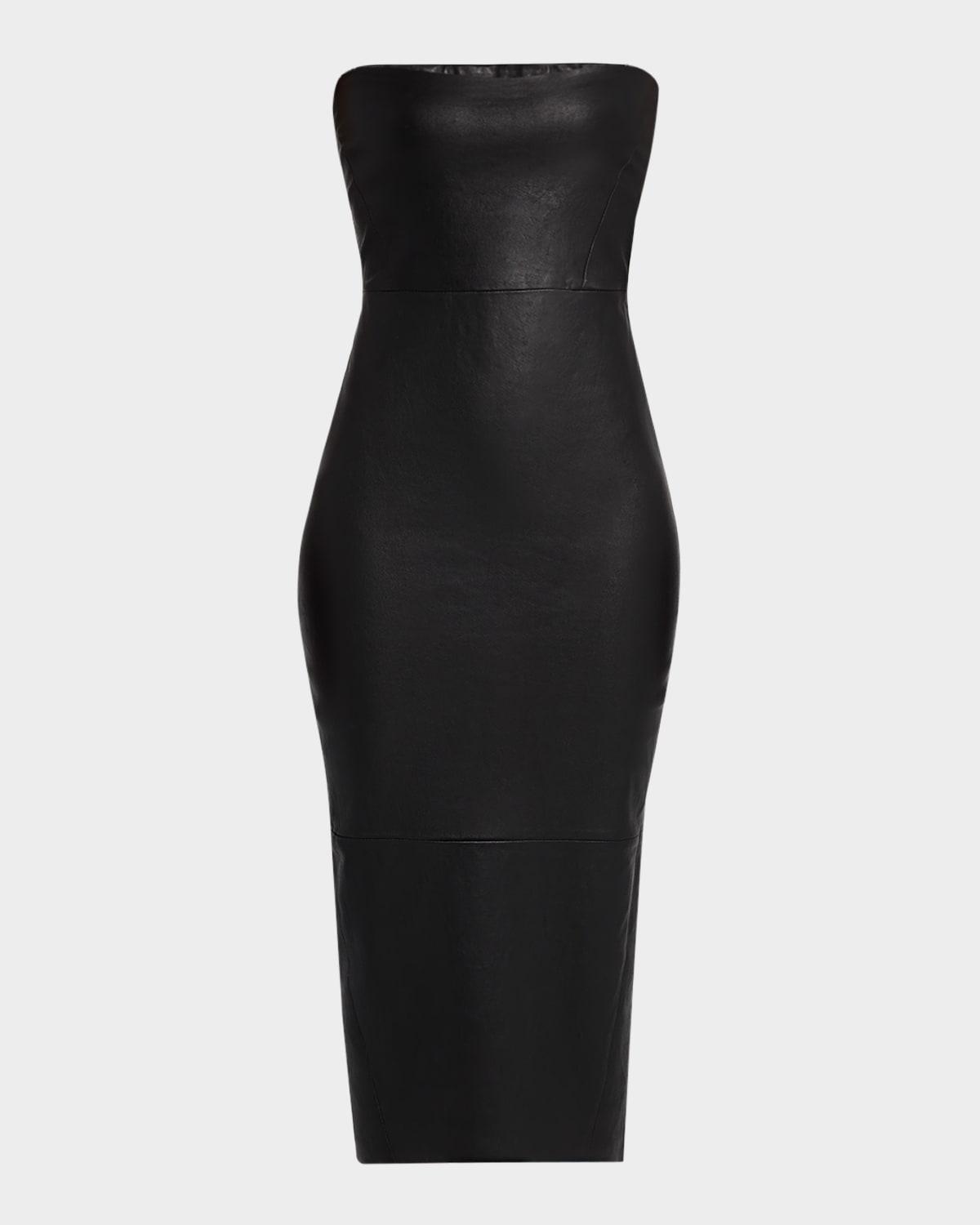 hailey fitted stretch leather midi dress