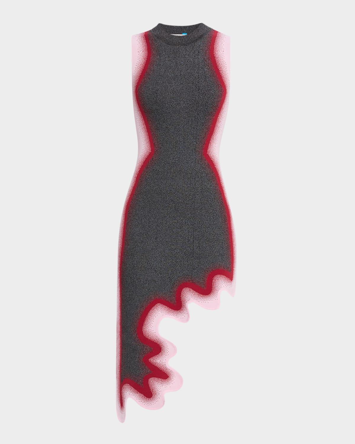 hailey reflective wavy asymmetric dress