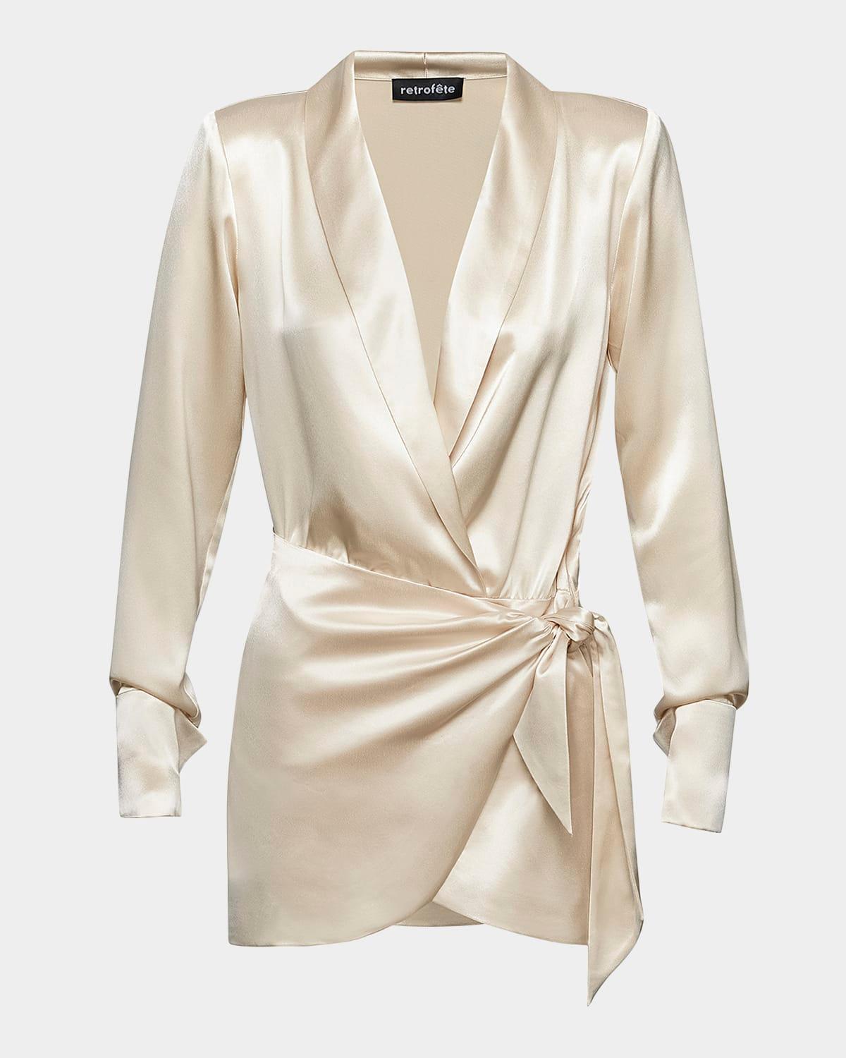 hailey satin wrap mini dress