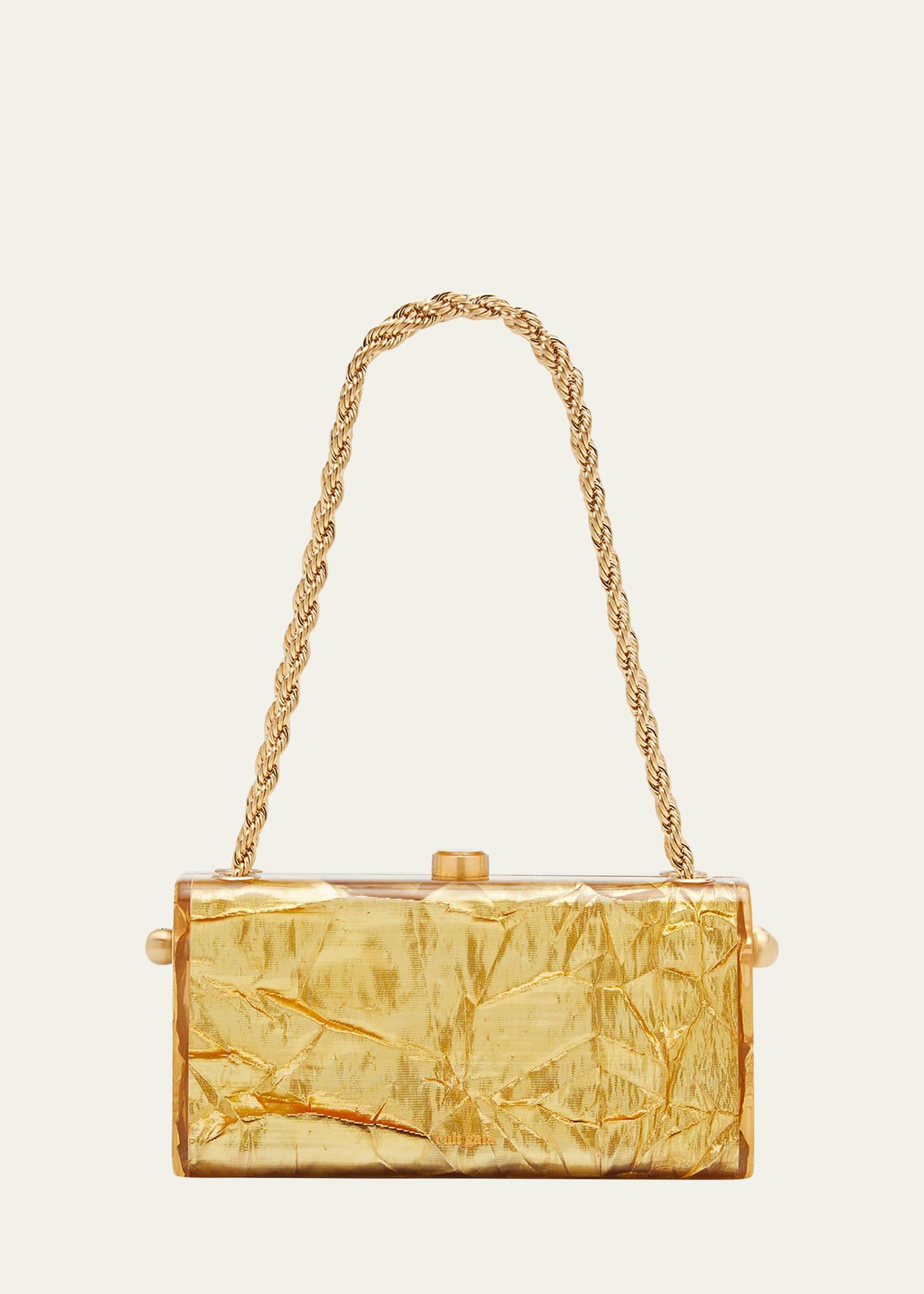 hajar crinkled acrylic chain shoulder bag