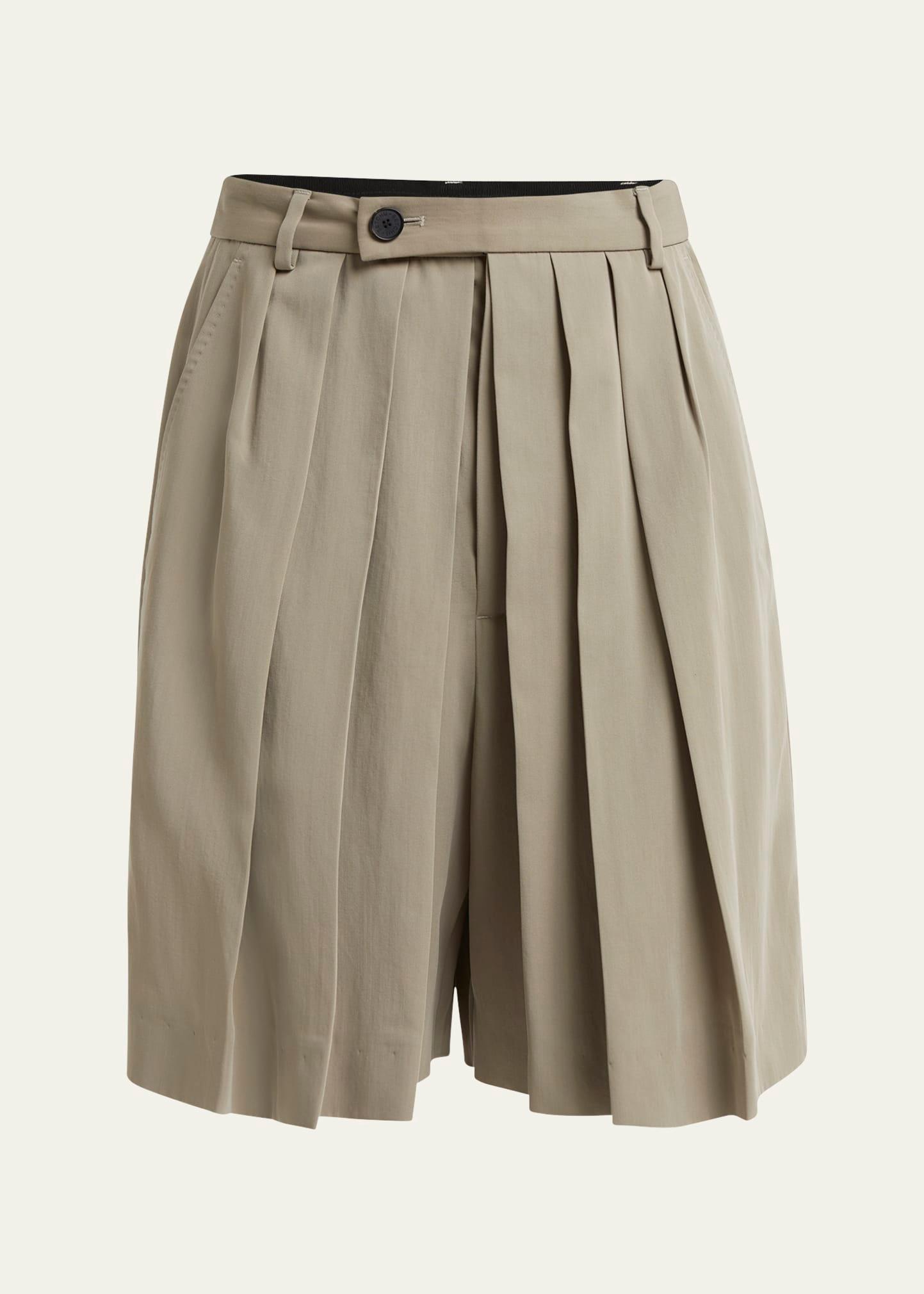 hakama pleated wool shorts