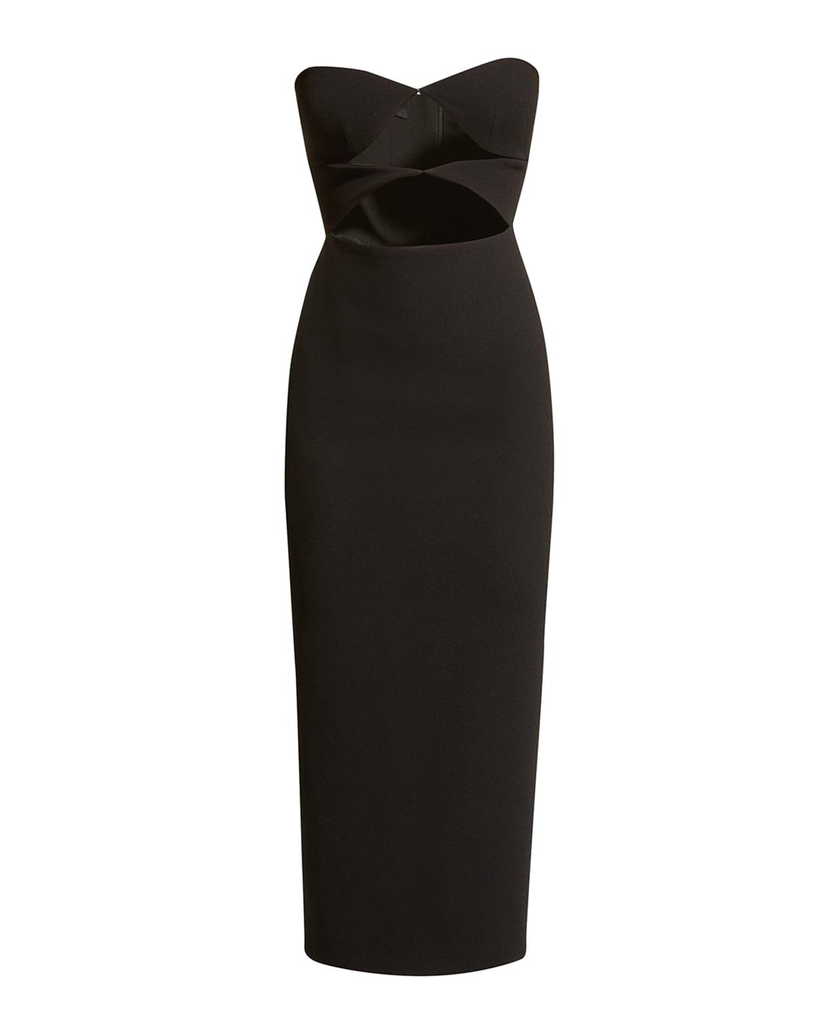 hale strapless cutout midi dress