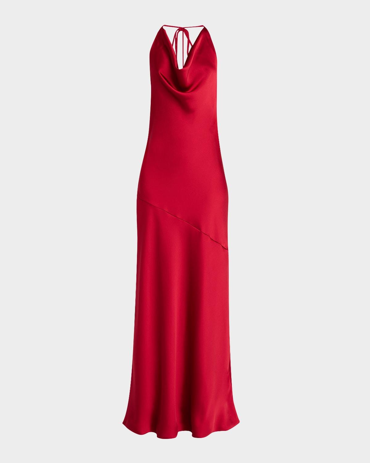 haleigh backless cowl-neck gown