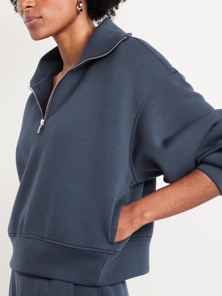 half-zip bounce fleece pullover sweatshirt