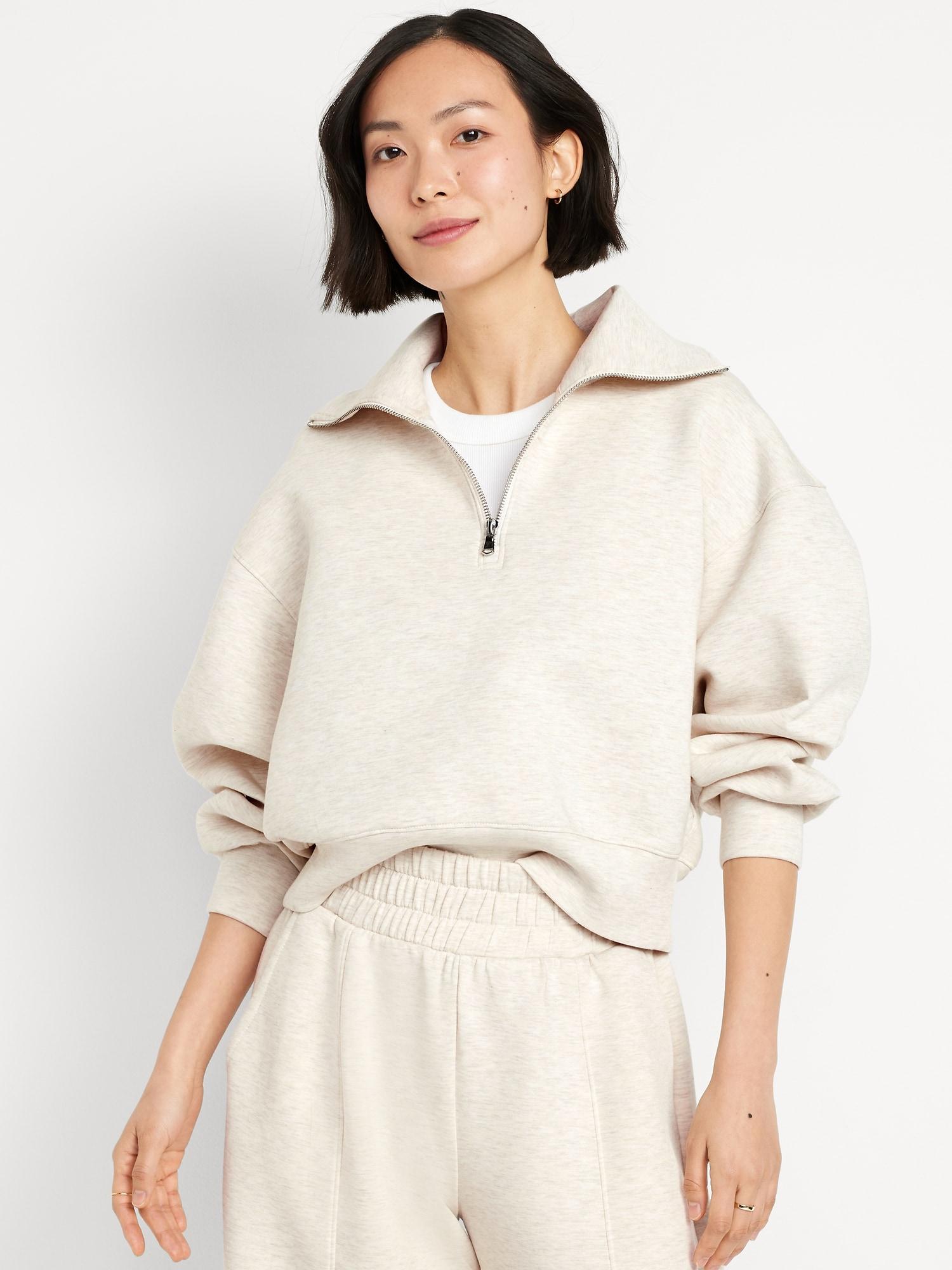 half-zip bounce fleece pullover sweatshirt