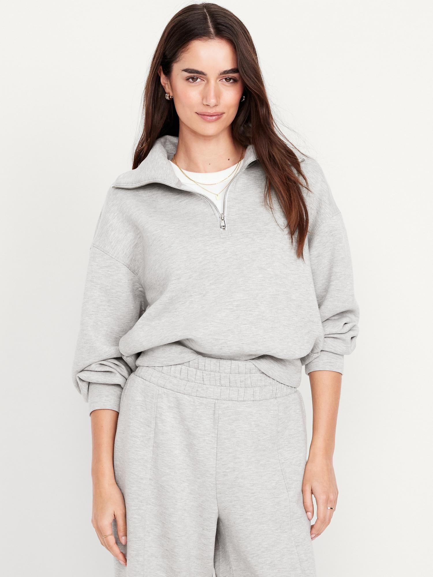 half-zip bounce fleece pullover sweatshirt