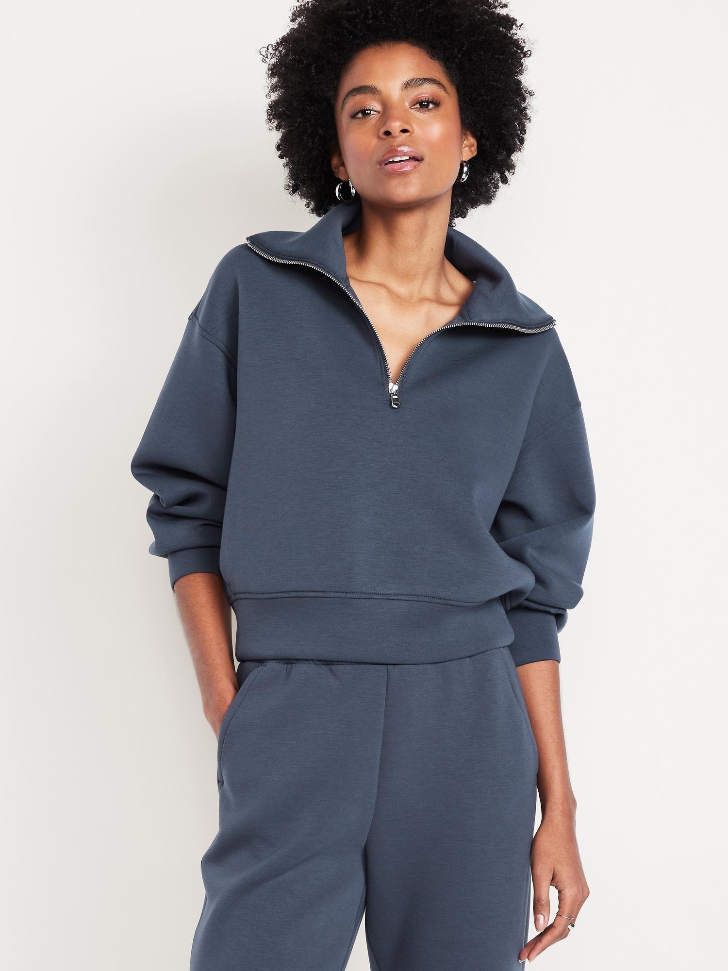 half-zip bounce fleece pullover sweatshirt