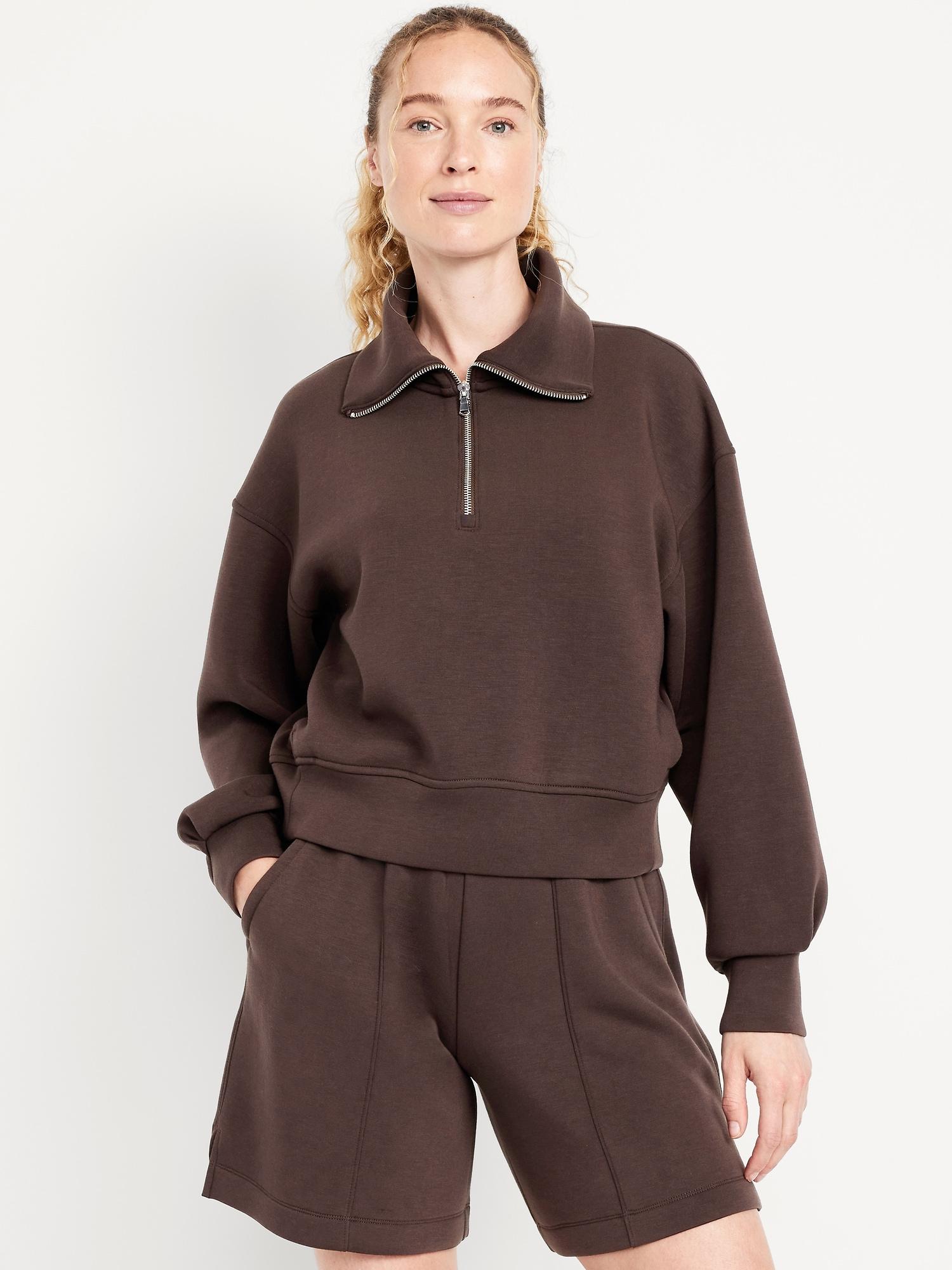 half-zip bounce fleece pullover sweatshirt