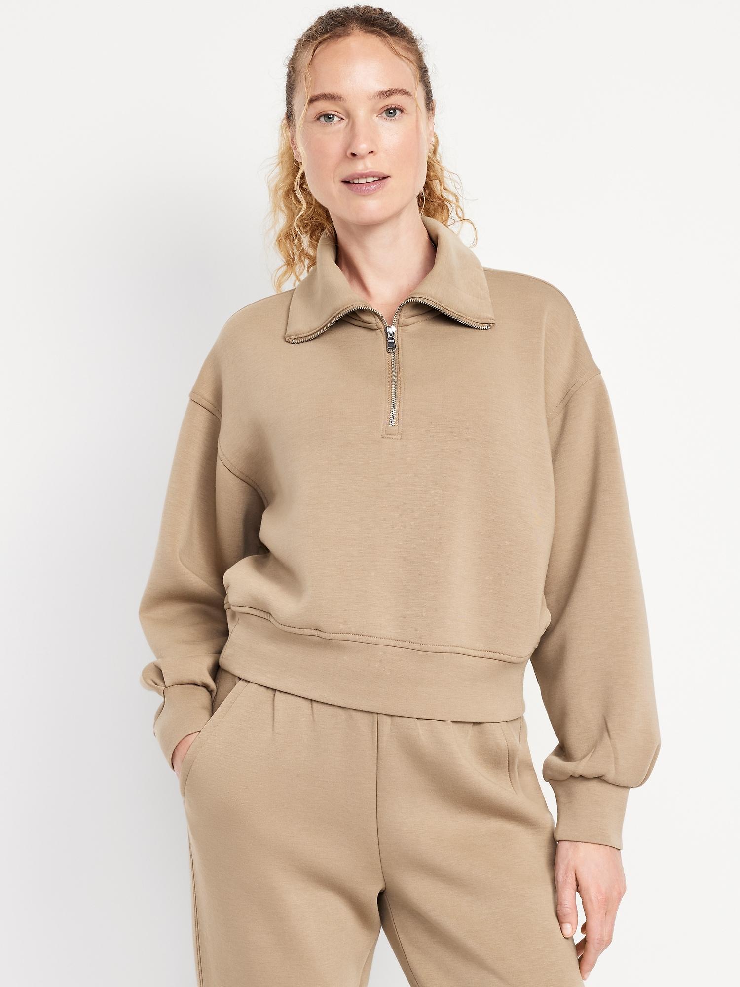 half-zip bounce fleece pullover sweatshirt