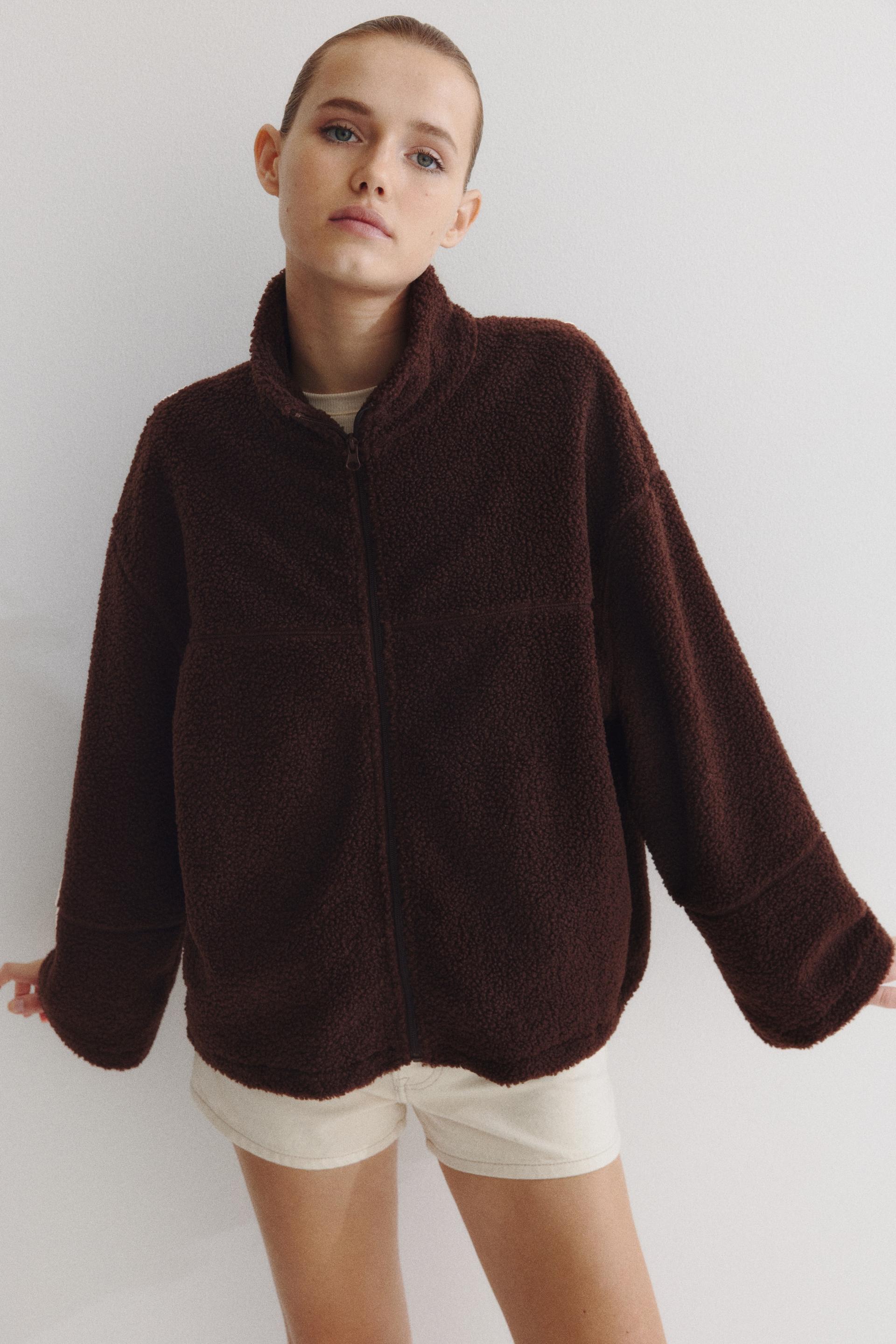 half-zip teddy fleece jacket