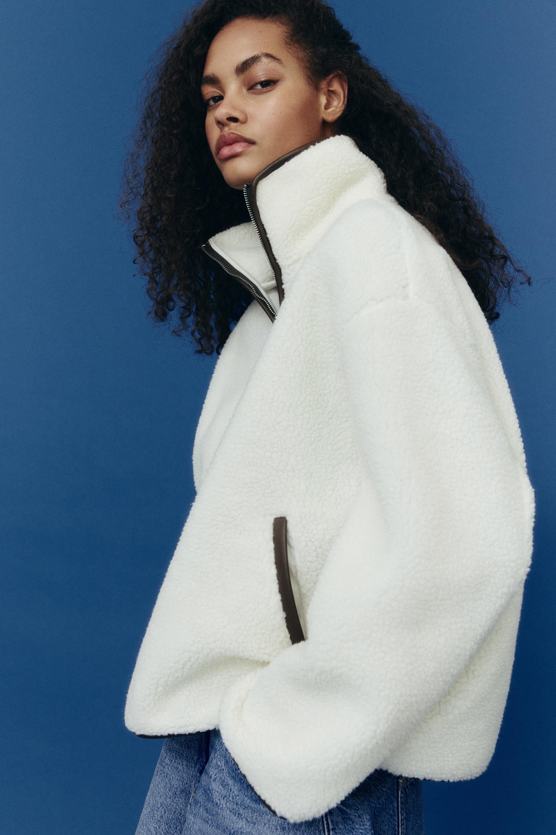 half-zip teddy fleece sweatshirt