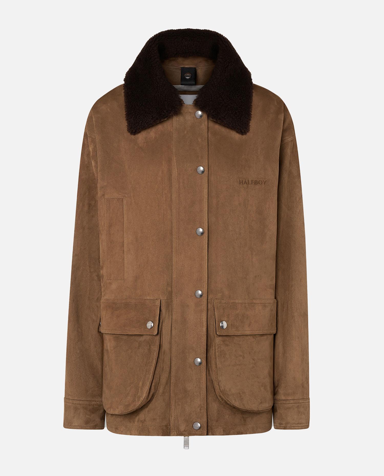 halfboy leather parka