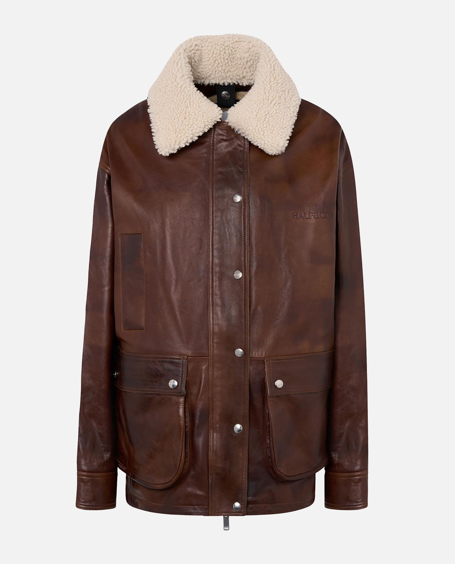 halfboy leather parka