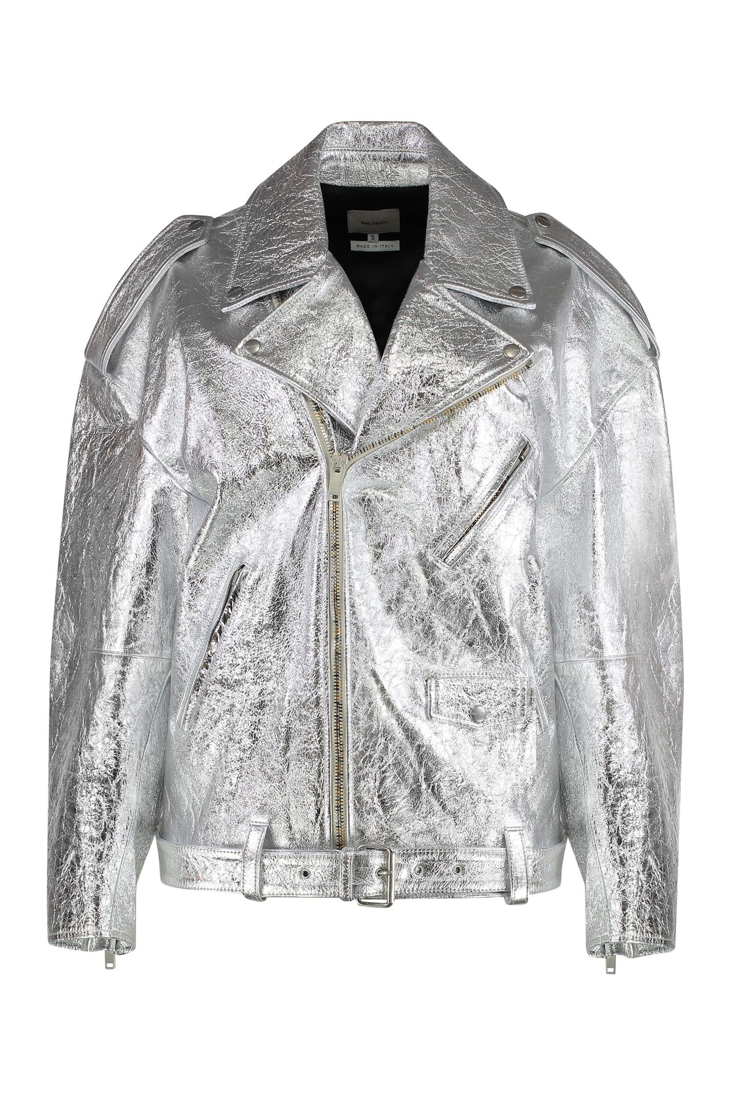 halfboy metallic leather jacket