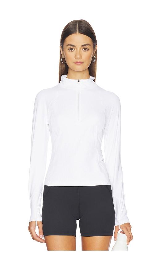 halfdays julie ribbed 1/4 zip top in white.