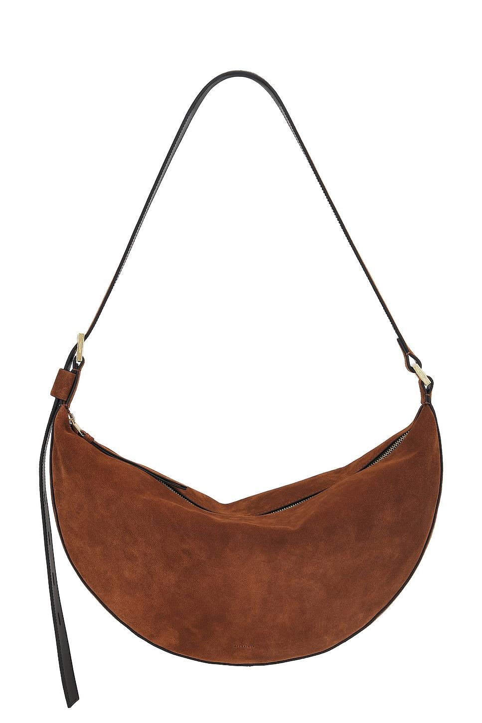 halfmoon suede shoulder bag