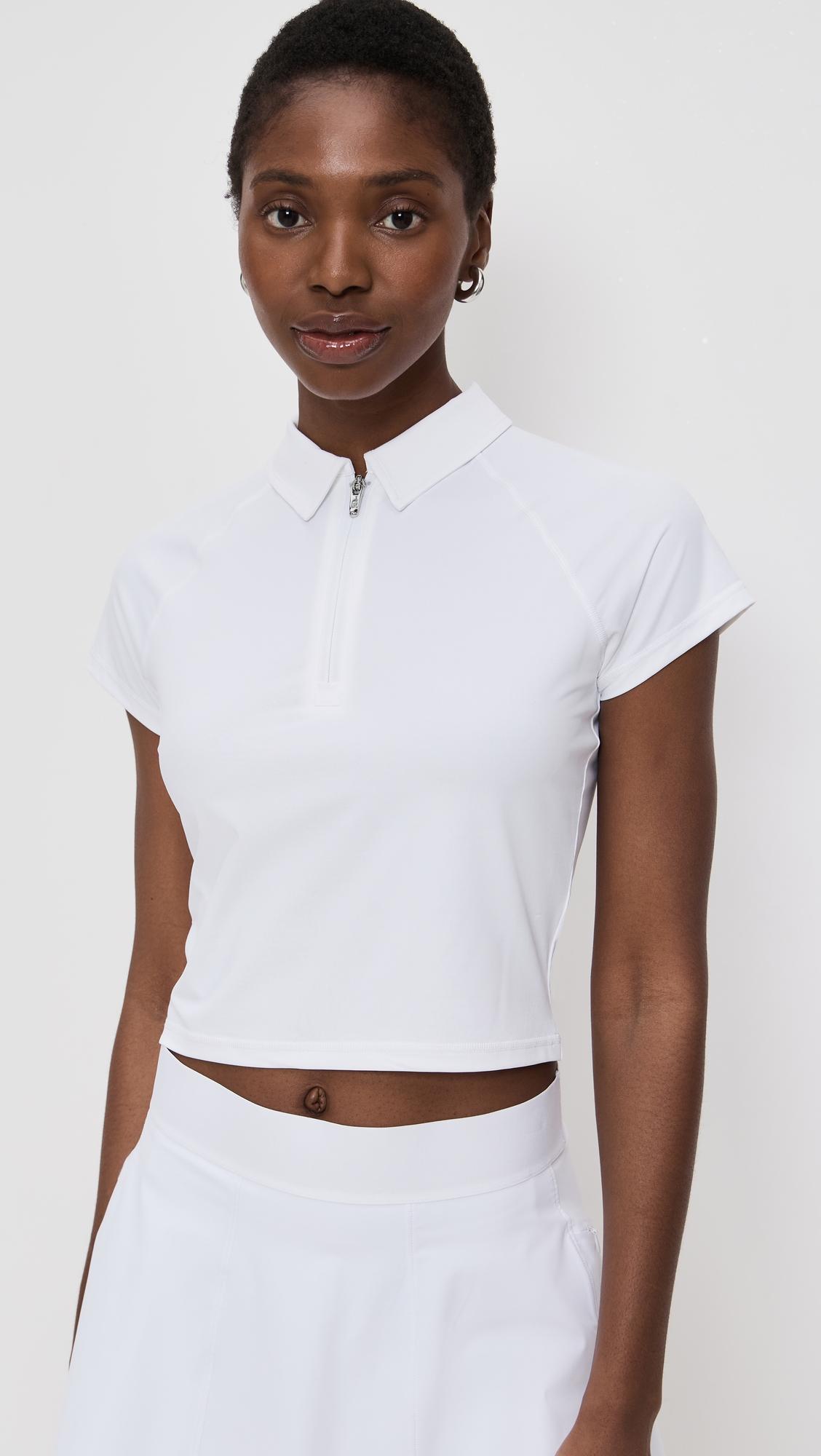 halley quarter zip cropped polo
