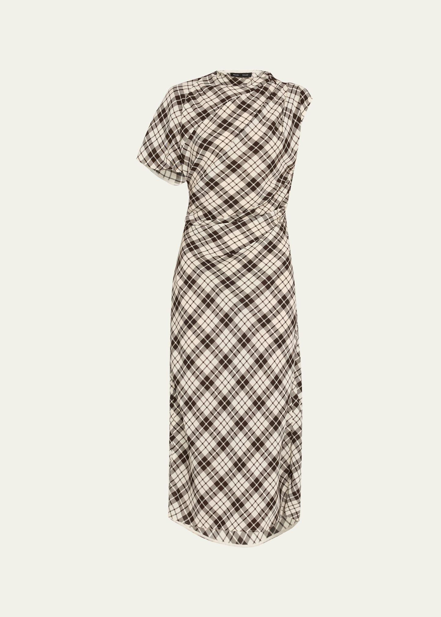 hallie crinkled plaid dress